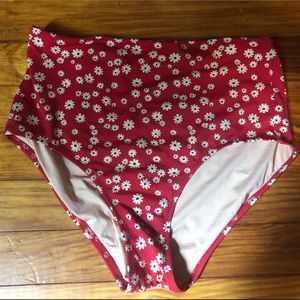 Red Daisy high waisted madewell swim bottoms